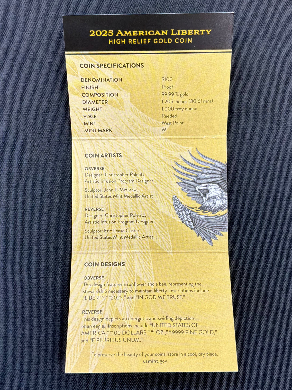 2025 American Liberty High Relief Gold Coin